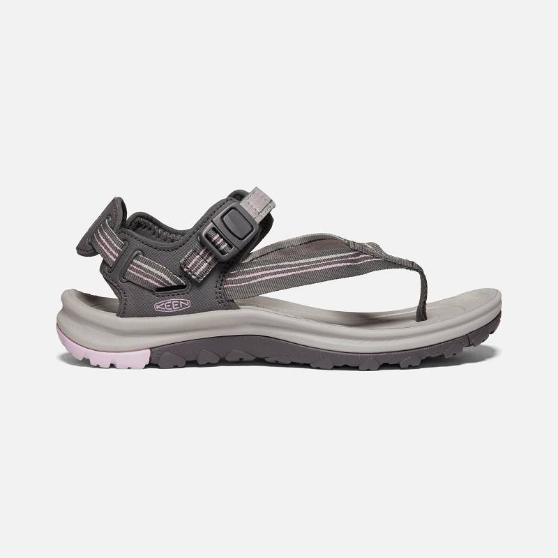 Keen Terradora II Toe Post Trekkingsandalen Damen DE-27654 Dark Grey/Dawn Pink - Keen Damenschuhe Gr